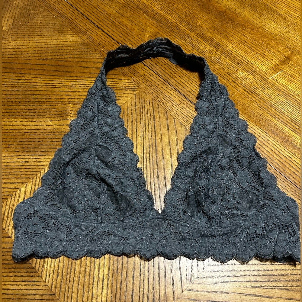 Intimately Free Galloon Gray Lace Halter Bralette Size Large